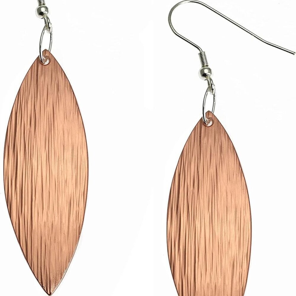 Copper Leaf Drop Earrings Handmade Copper Jewelry Gift 7th Anniversary